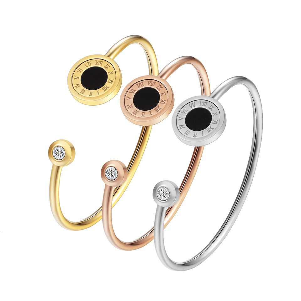 TB BHULAMTE New Designer Jewelry Roman Lettered Agate Shell Rotating Stainless Steel Bracelet Is A Rose Gold Titanium Steel Bracelet For Women