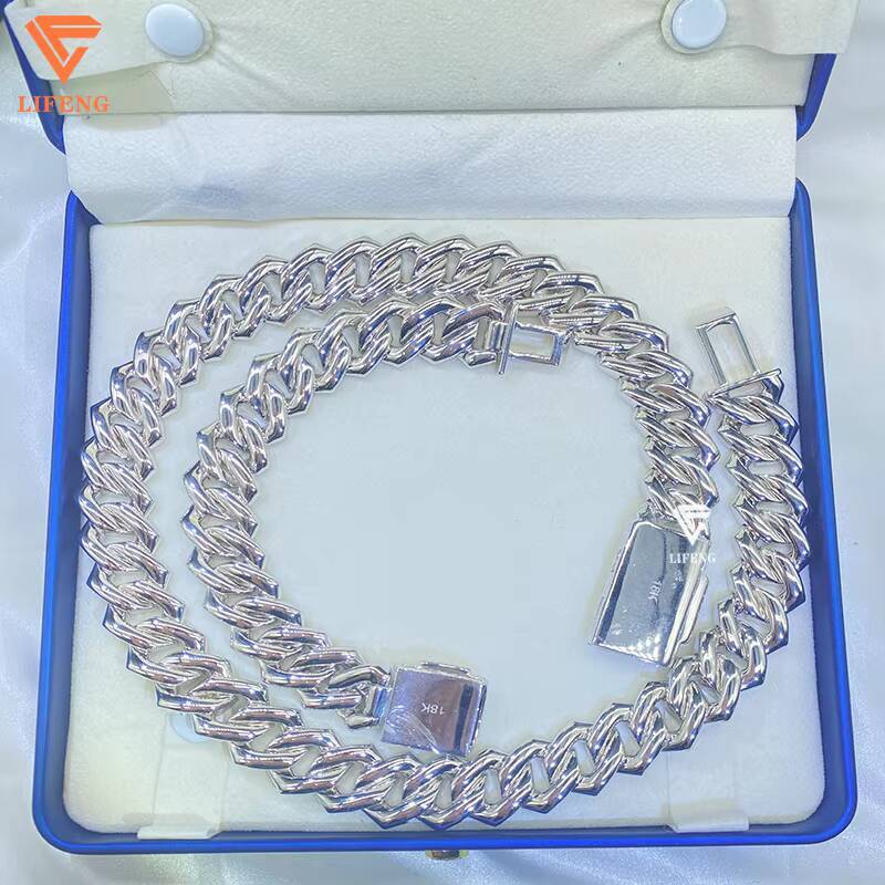 Hip Hop 15mm Moissanite Cuban Chain S925 Sterling Silver Custom Iced Out Moissanite Cuban Link Chain