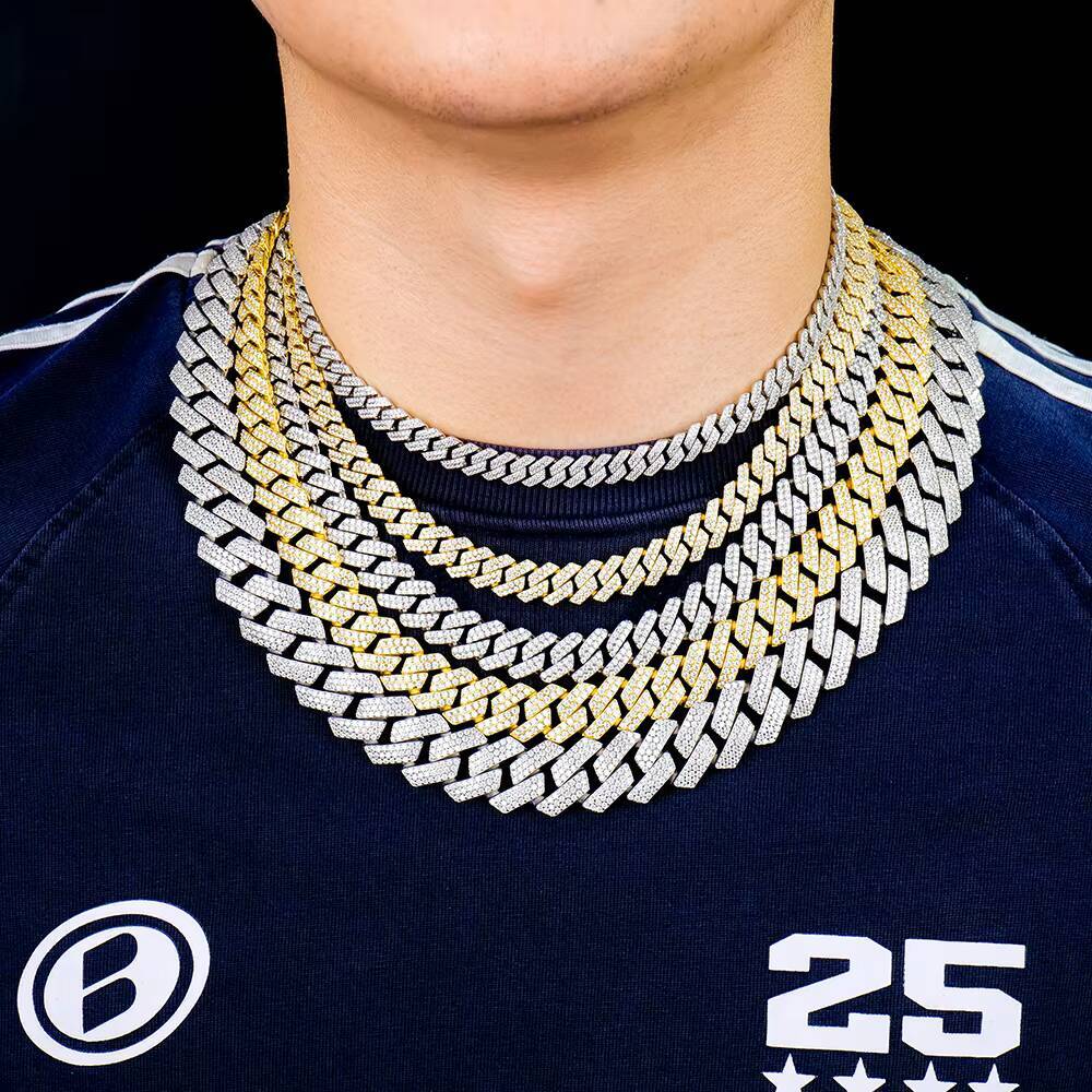 Wholesale Custom Miami Hip Hop Men 820mm Iced Out Silver S925 Jewelry Diamond Mossanite Moissanite Necklace Cuban Link Chain