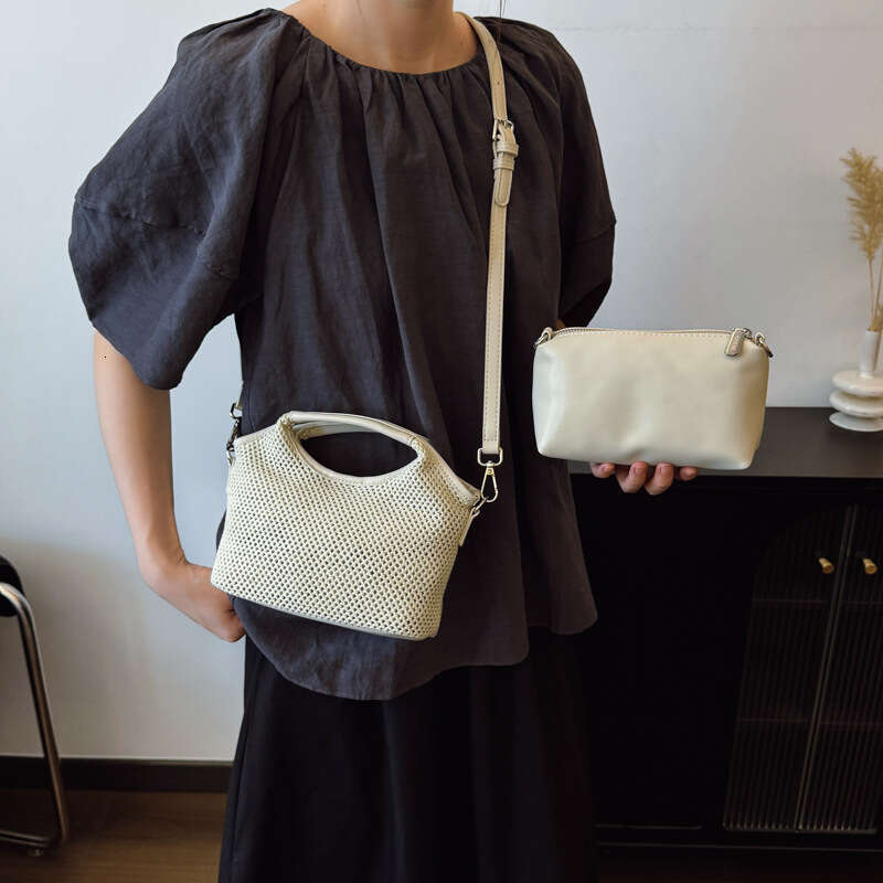 HEssentials 2025 Summer Bucket Bag, Striped Knit Tote, Hollow Out Beach Purse