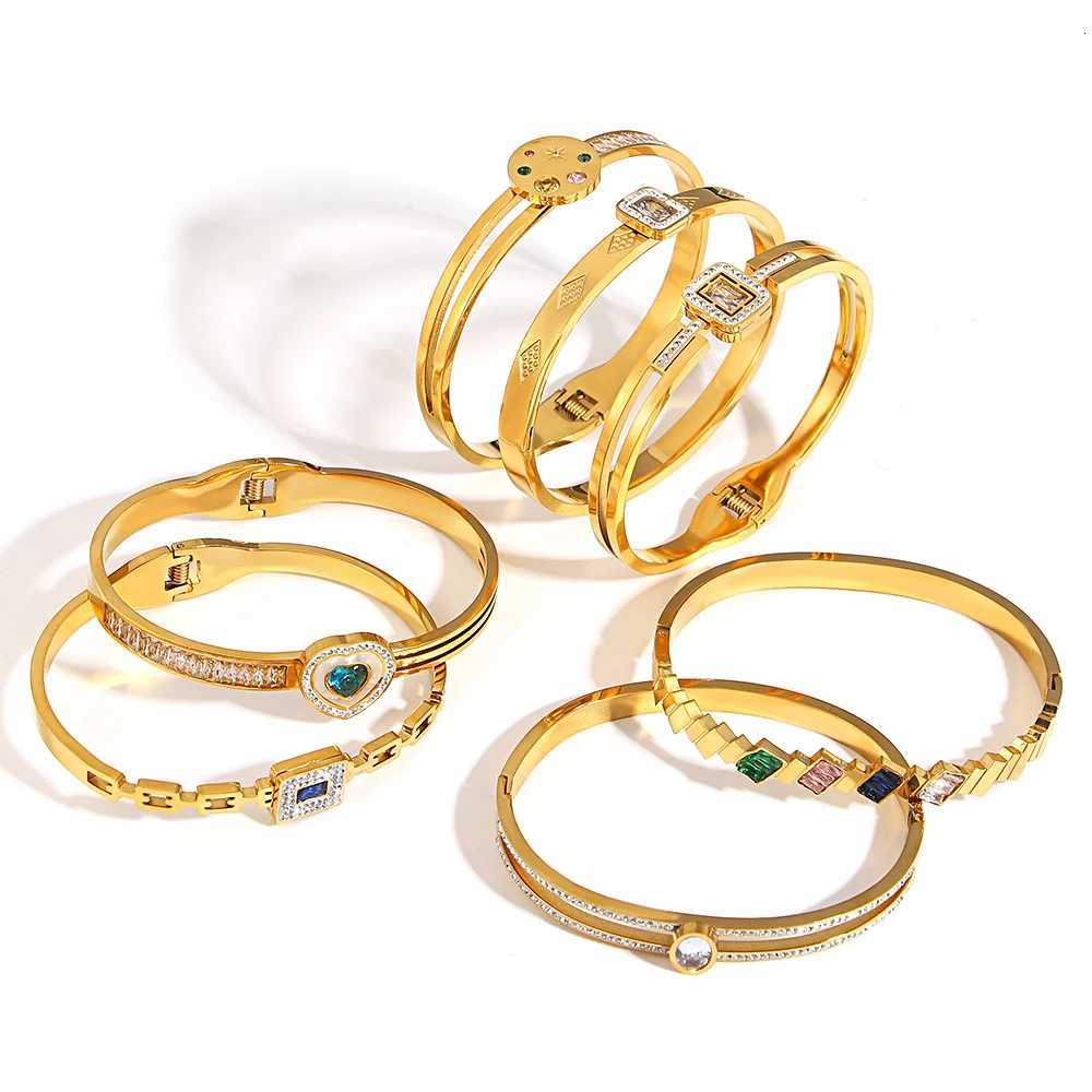 Greatera Pattern e Cubic Zircon Filled Stainless Steel Mens Bangle Small Color Disc Delicacy Luxury Mens Bracelet Y250904