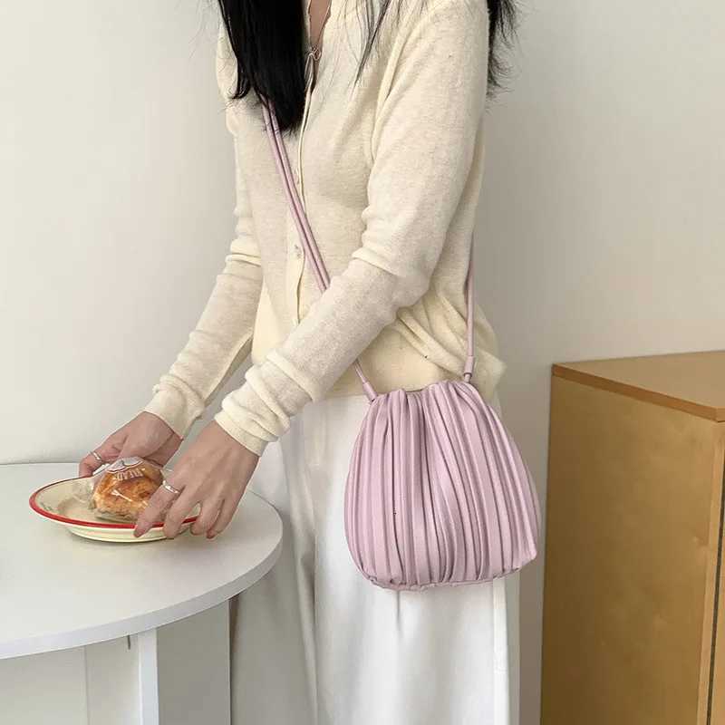 PU Leather Small Square Crossbody Bags for Women 2025 New Fashion Pleated Versatile Phone Shoulder Bag Korean Handbags Z250903
