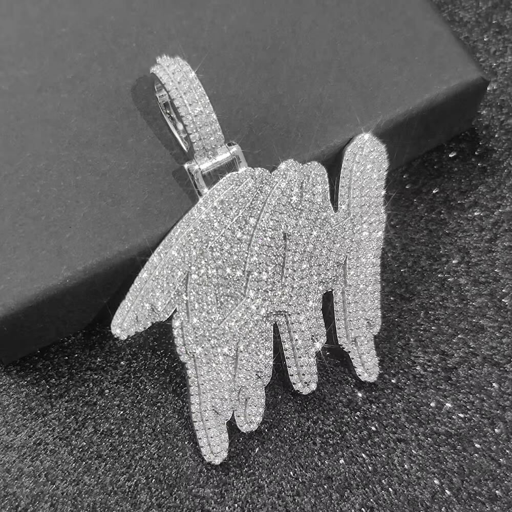 NUOYA 925 Silver Custom Letter Pendant Micro Pave VVS Moissanite Stones Iced Out Hip Hop Jewelry for Men Women