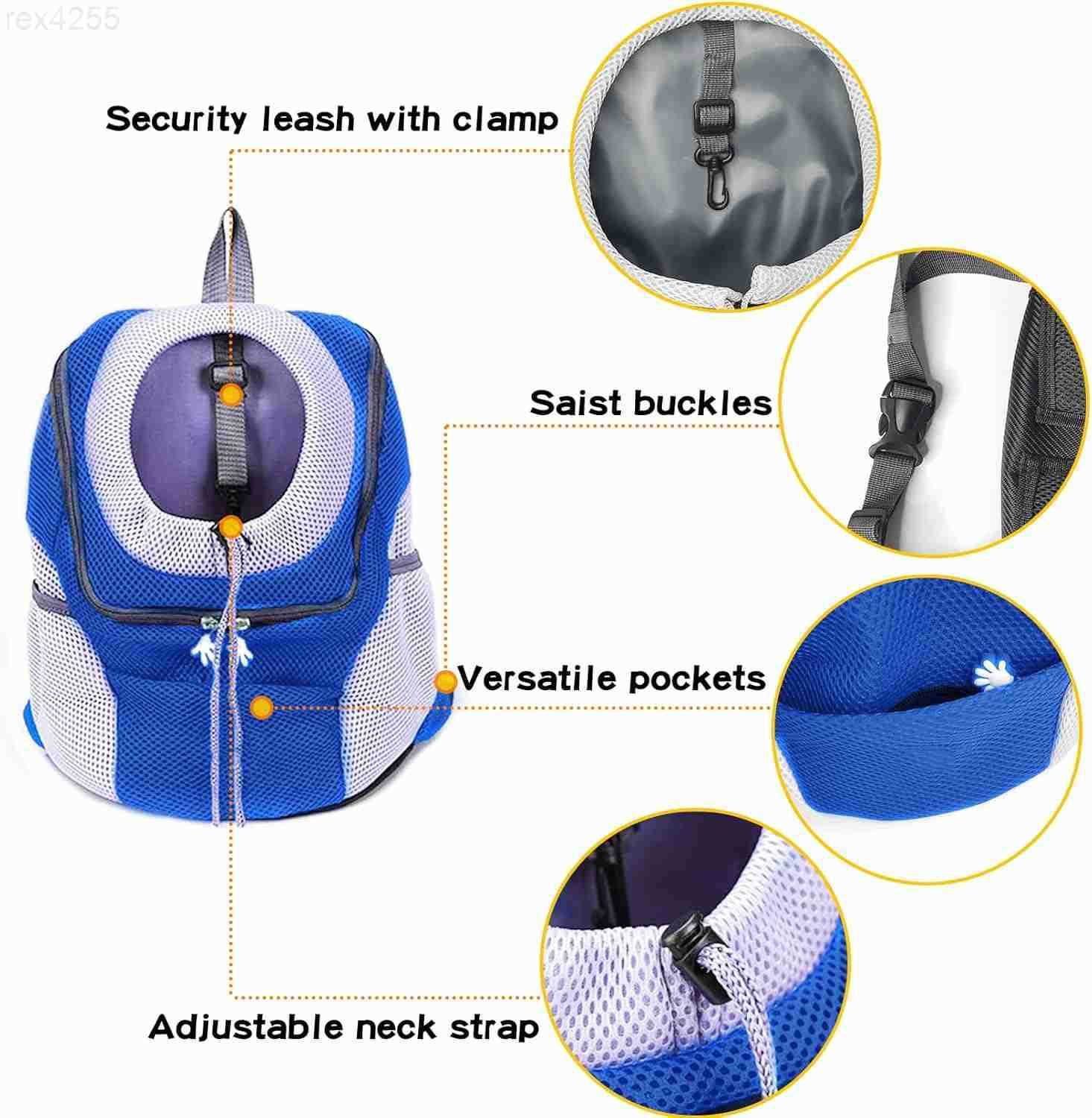 Dog Carrier Backpack Comfortable Doggy Front Backpack Pet Puppy Carrier Travel Pack with Breathable Head Out Design and Padded Shoulder for Walking Bi