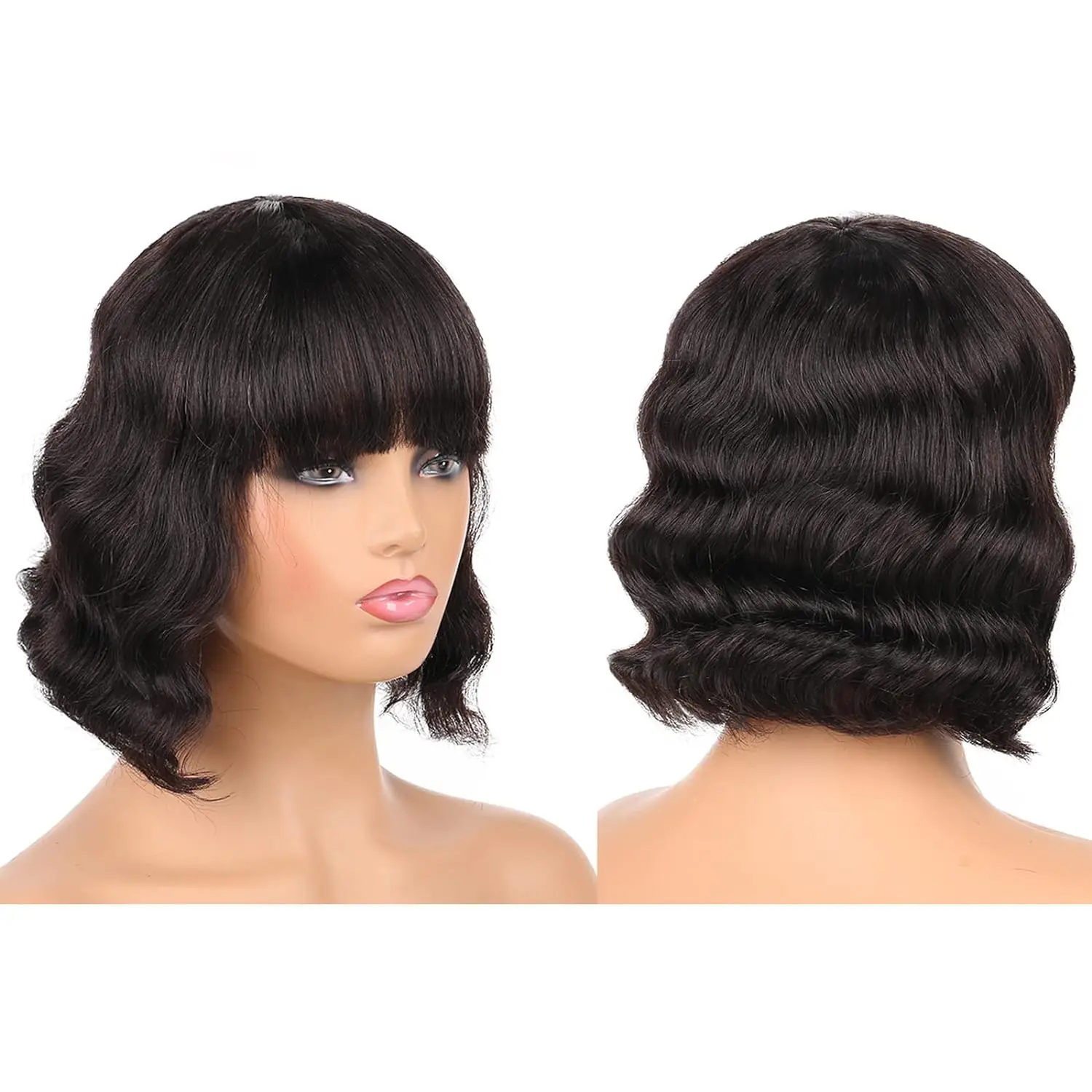 Body Wave Bob Wigs With Bangs 8 to 16 Inch Hair Easy to Wear Human Hair Short Wig Full Machine Made Wigs