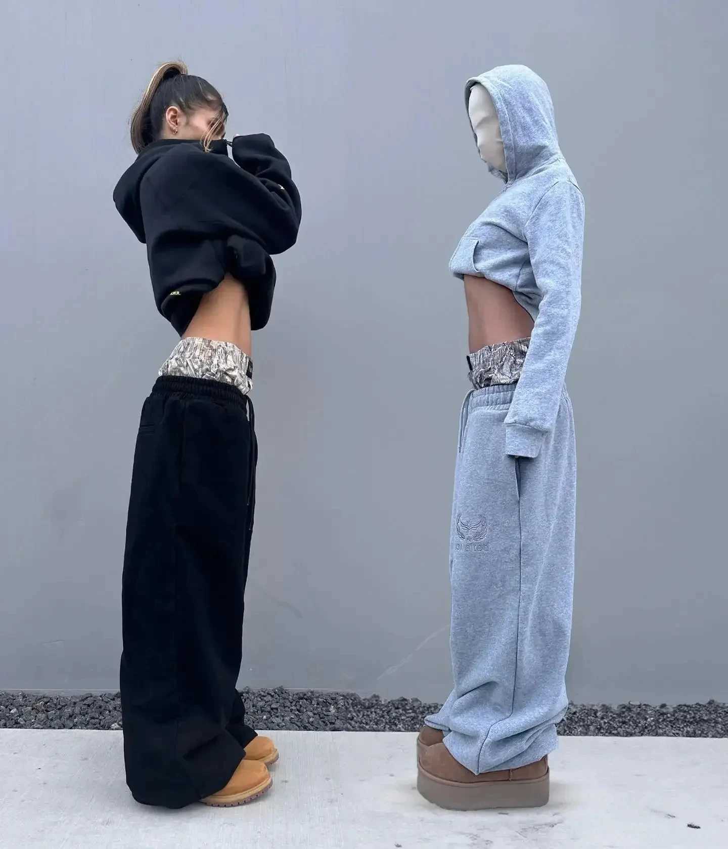 Mens Harajuku Pants Fashion Y2K vintage double Embroidered waist Sweatpants Wome Hip Hop High waist Wide Leg Pants StreetwearXJ250904