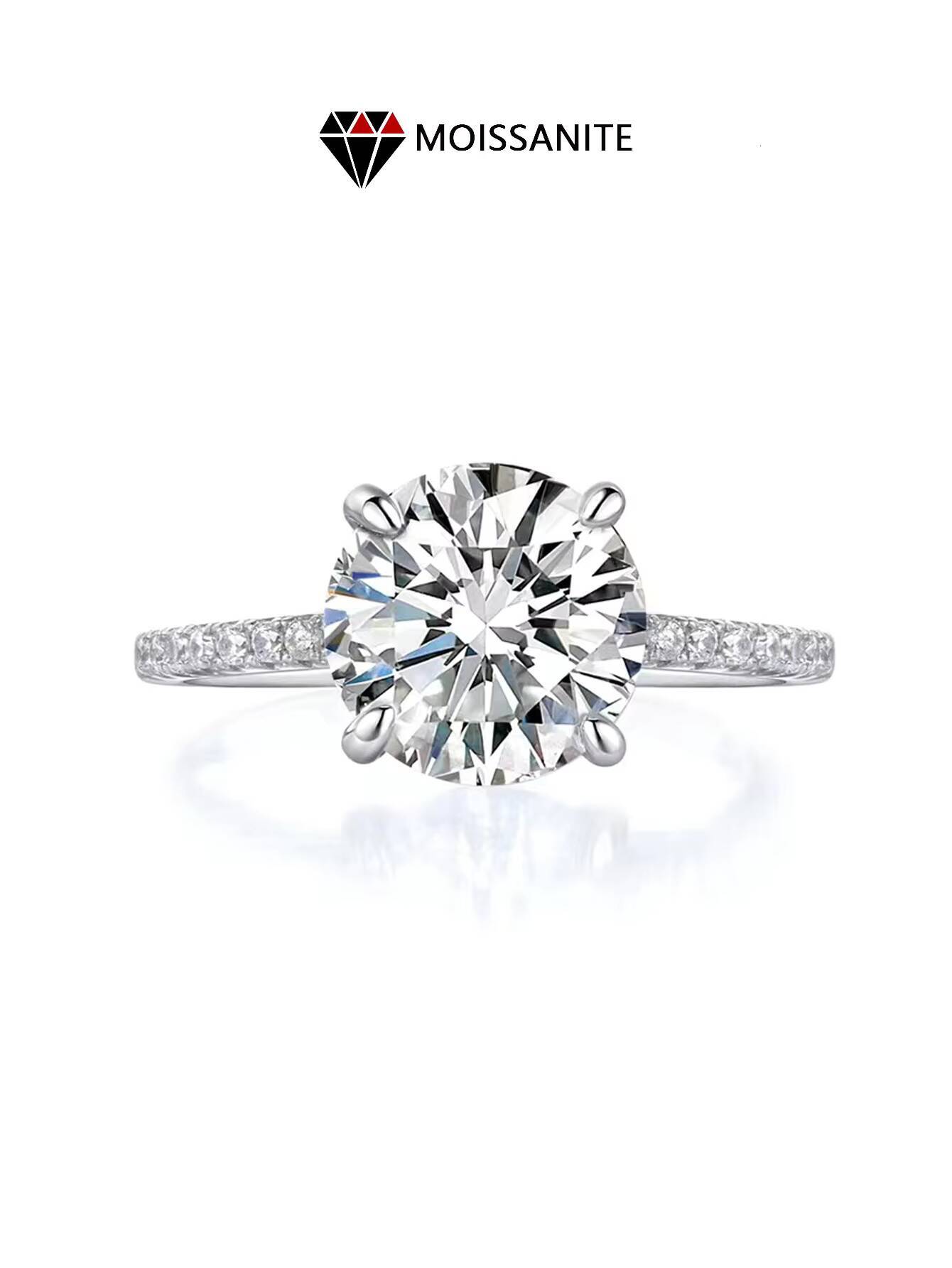Fine Jewelry Multidiamond Certified GRA Classic Style 925 Sterling Silver Moissanite Diamond Ring