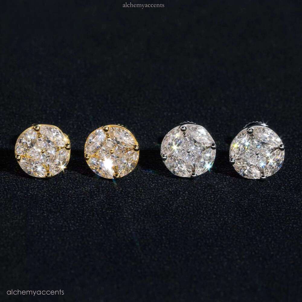 Pass Dia Tester Sterling Sier Hip Hop Stud High Quality Iced Out Vvs Moissanite Earrings