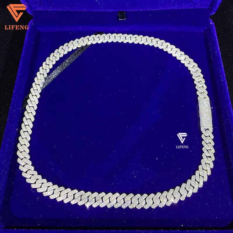 10mm 925 Silver Iced Out Hip Hop Cuban Link Chain Fast Shipping with Local Stock GRA Certificate Moissanite Necklaces