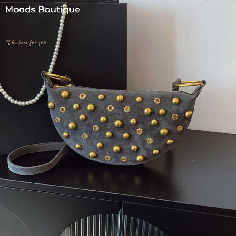 MOODS Halfmoon Shoulder Bags For Women Faux Suede Decor Crossbody 2025 LatEST Designer Handbags Z250903