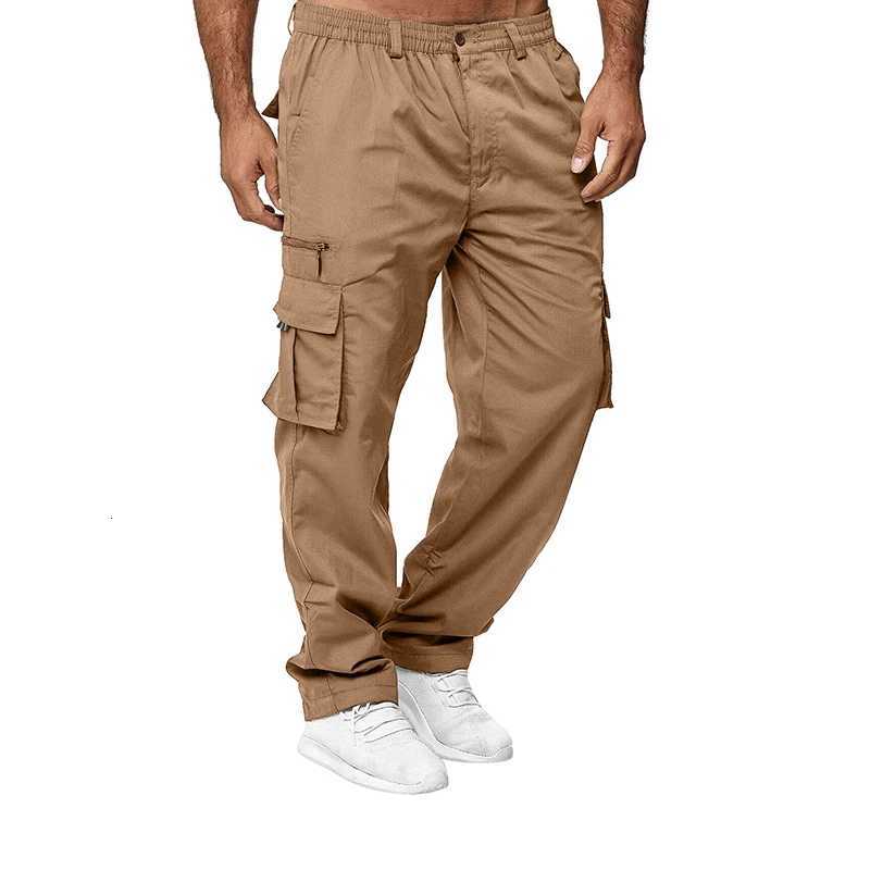 Men Casual Cargo Pant Solid Color Straight Leg Jogger Sweatpant Loose Workout Trouser with Pockets StreetwearXJ250904