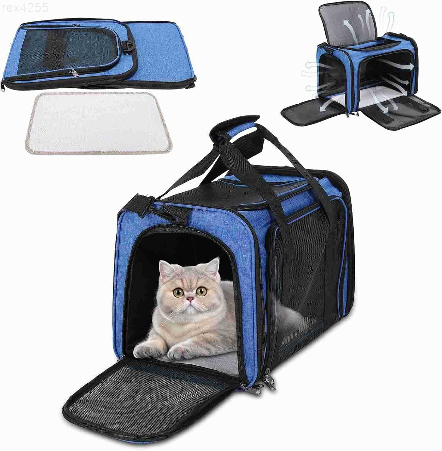 Pet Portable Travel Carrier Bag for Cats Dogs Mesh Travel Puppy Carrier Oxford Fabric Large Capacity Breathable SoftSided Animals Carrier with Mat Sho