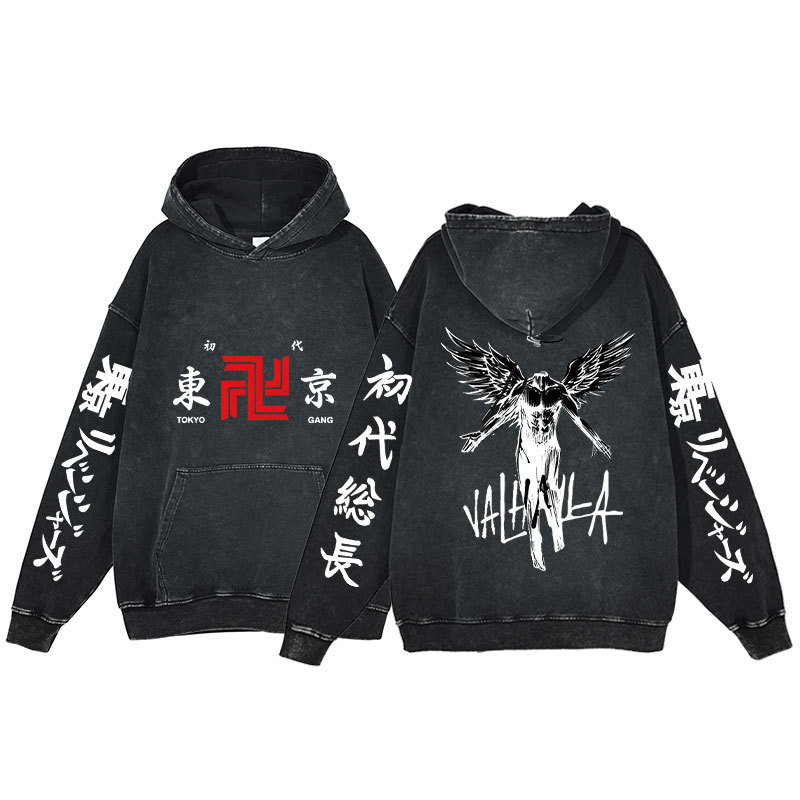 Anime Tokyo Revengers New Hoodie Print Harajuku Washed Hooded Sweatshirt Men's - VT2745