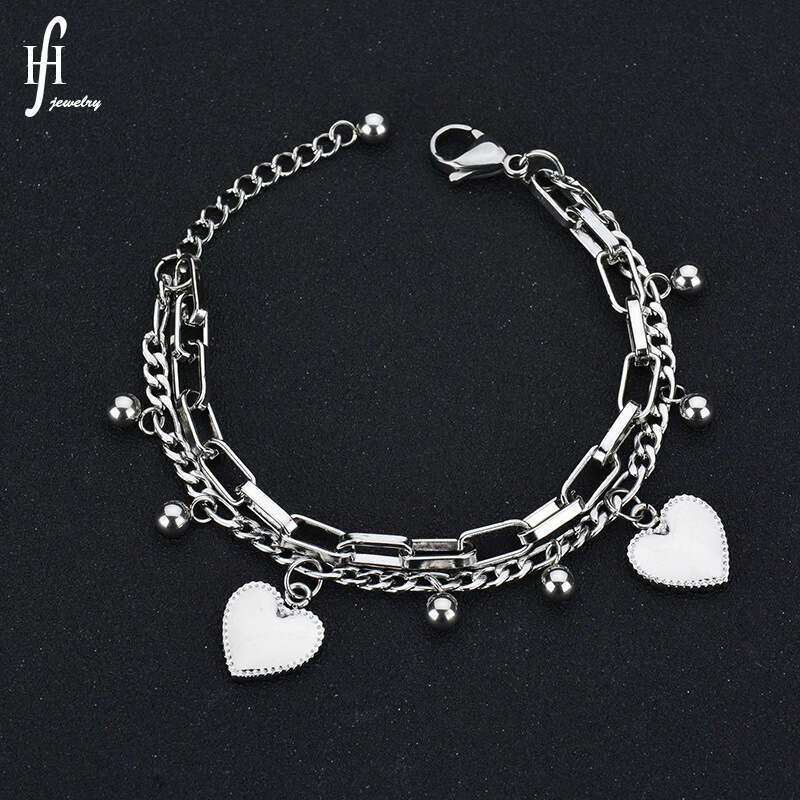DHcollections New Women's Stainless Steel Bracelet, Titanium Steel Electroplated Heart - Shaped Bracelet, Minimalist Versatile Bestie Couple Gift