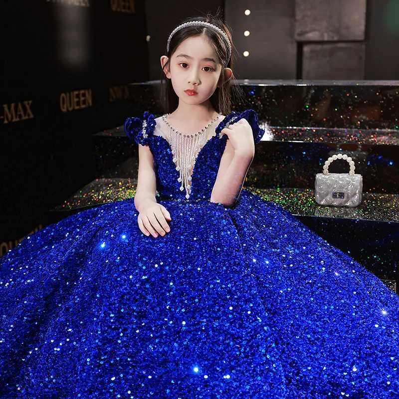 Princess Dress Sequin Evening Weddings Long Dresses Elegant Formal Ball Gown For Girls Birthday Gift 1-14Y Z250904