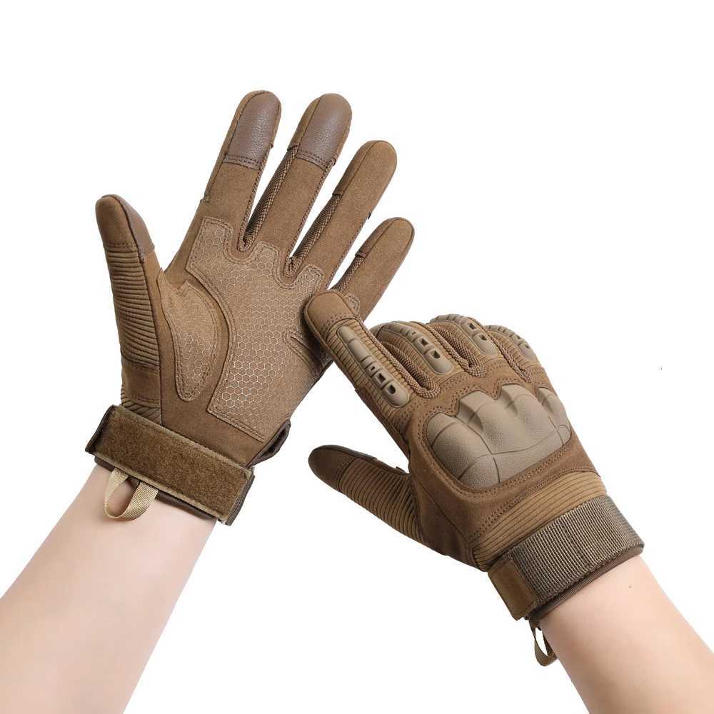 Touch Screen Tactical Full Finger Gloves Hard Rubber Paintball Airsoft Bicyc Combat Antiskid Cycling Work Glove MenXJ250904