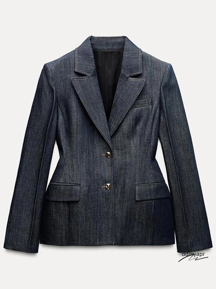 Vintage Denim Pant Ddmyday Sets 3 Pieces For Women Cinched Waist Blazer Strapless Vests Straight Trousers 2025 Jeans High Street Outfits 250226