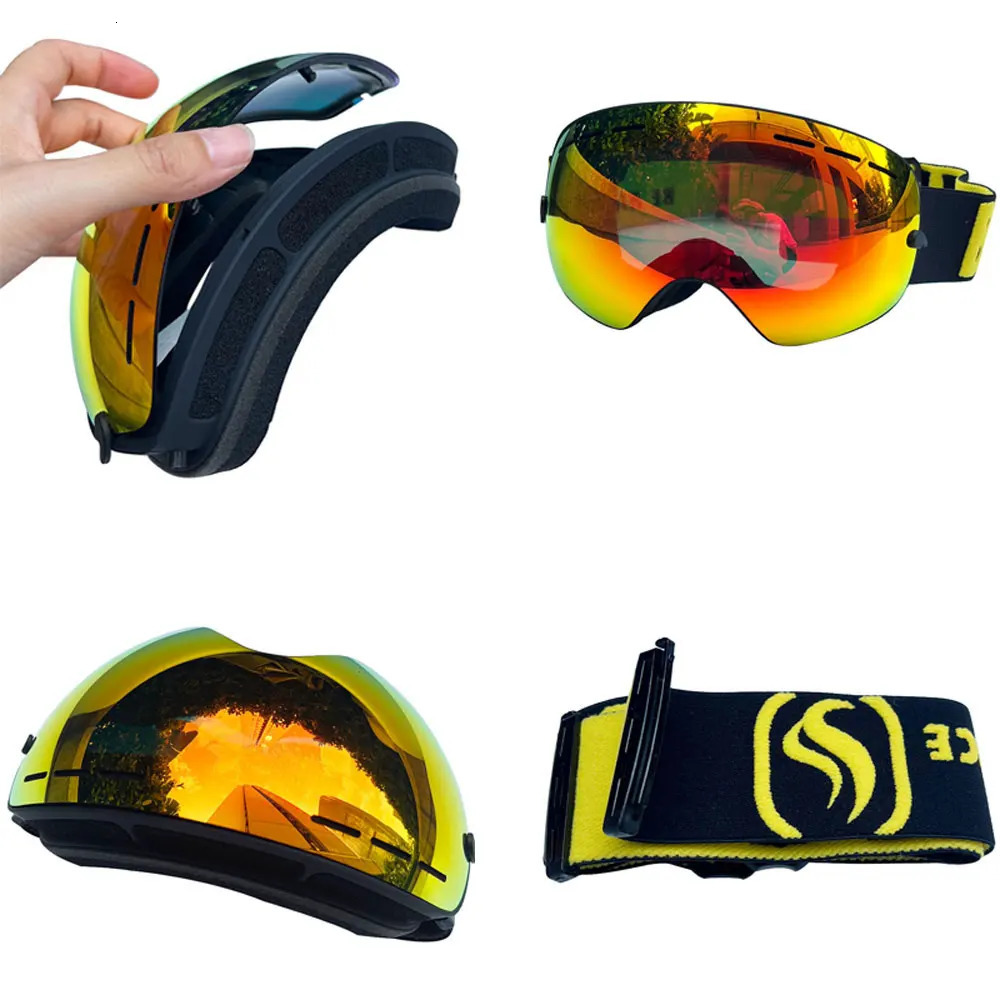 UV400 Antifog Double Layers Ski Goggles Big Lens Ski Mask Glasses Skiing Snow Snowboard Eyewear Mirror Polarize Goggles for men 250904