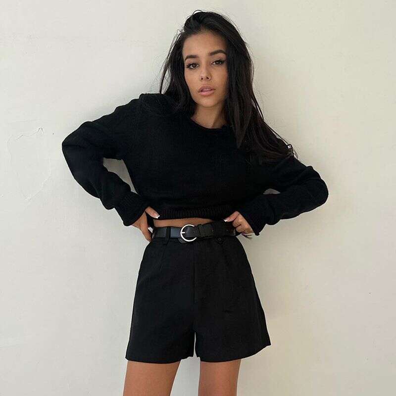 Women's Clothing Autumn And Winter New Sexy Hot Girl Backless Navel Pullover Strappy Woolen Top