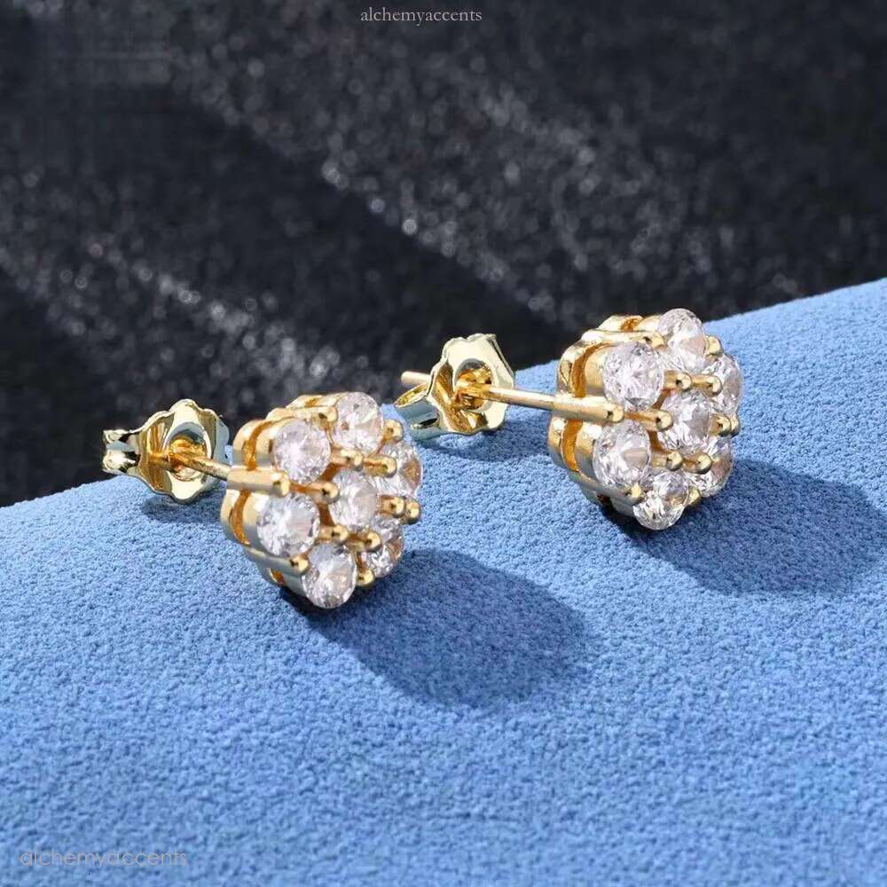 NUOYA Fine Iced Out Dia VVS Moissanite Men Sterling Sier Stud Earrings Women Jewelry