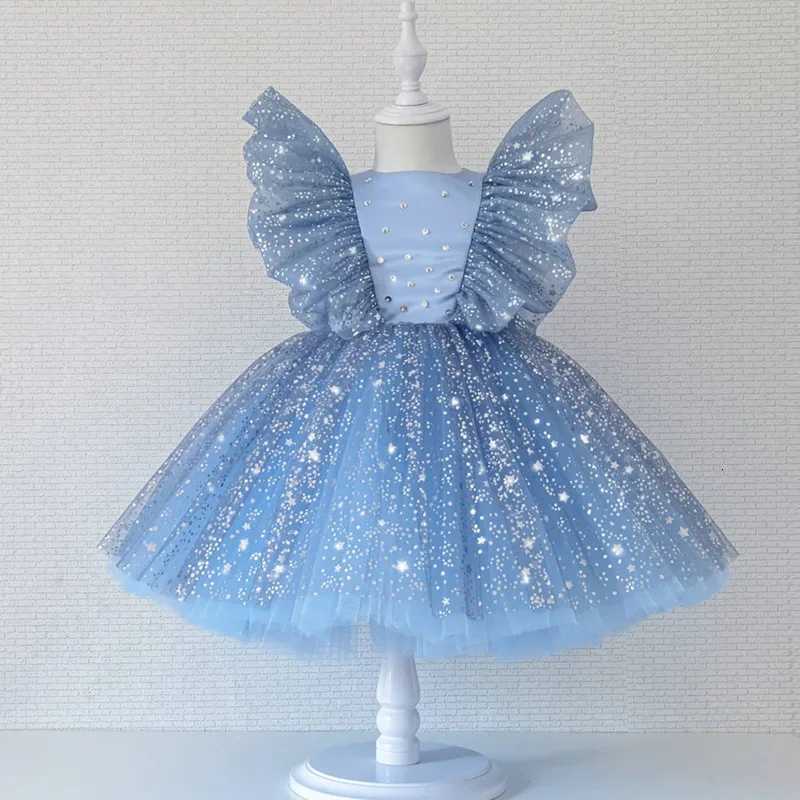 Fashion Star Shiny Baby Girl Princess Dress Birthday Sequin Puffy Girls Party Dresses Costume Childrens Evening Dress Wedding Z250904