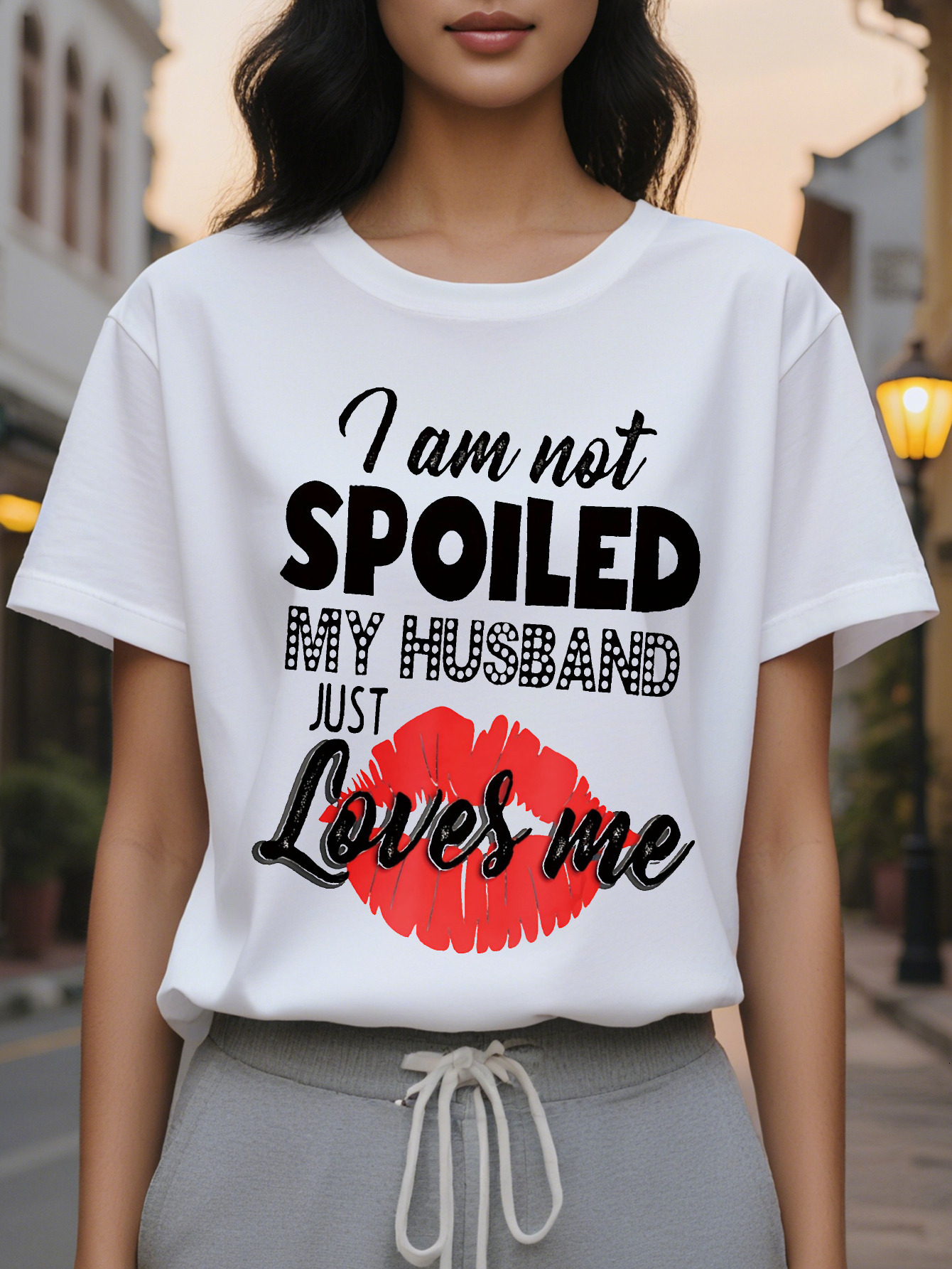 Large XL Vibrant Alphabets Crew Neck T-Shirt Soft Mid Elasticity Cotton Fabric Hand Washable Regular Length Casual Short Plus Size