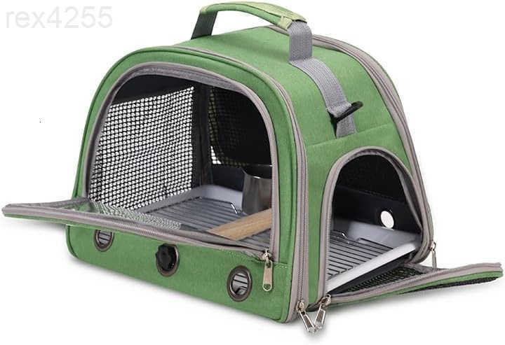 Bird Travel Carrier Portable Small Bird Parrot Parakeet Carrier with Standing Perch and Tray Side Access Window Collapsible Bird Carry Transport Bag f
