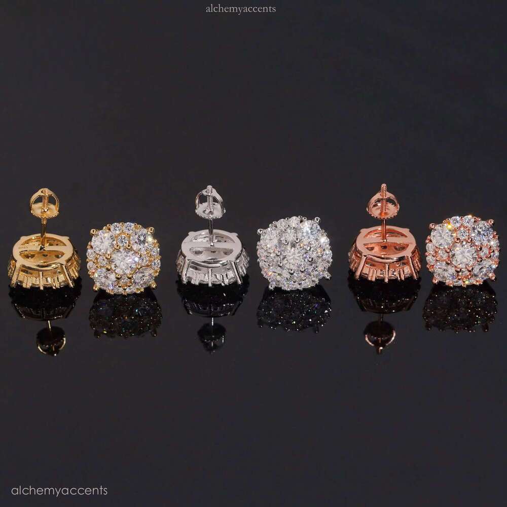 12mm GRA Certificate Iced Out Fashion Earring Hip Hop Jewelry Sier Round VVS Moissanite Dia Stud Earrings