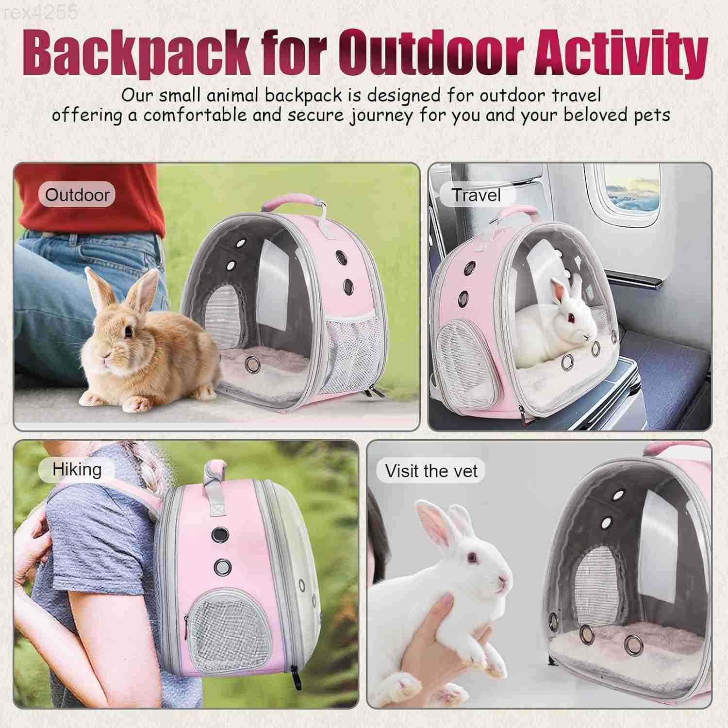 Back Expandable Backpack for Small Animals Portable Travel Bag Breathable Pet Carrier Cages for Bunny Guinea Pig Bearded Dragon Lizard Rabbit Squirrel