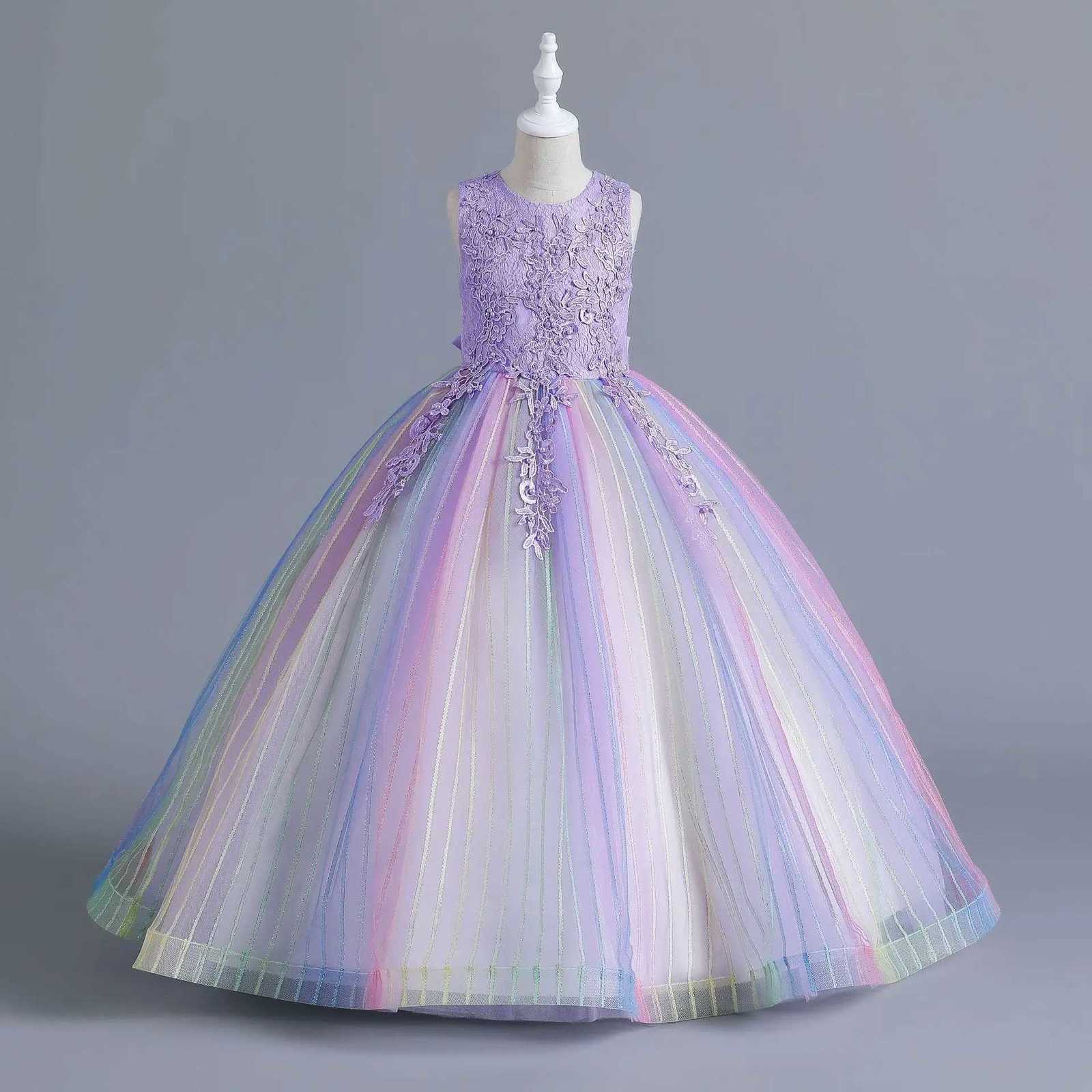 ceremonial dress for elegant party girls young girl long evening dresses for host clothing lavender 4 to 12 years Z250904