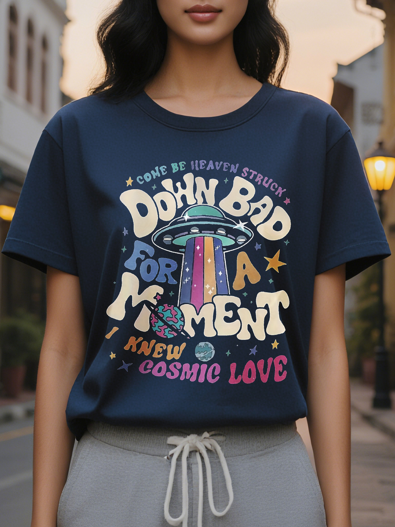 European American Fashion Front and Back Print Women's T-Shirt