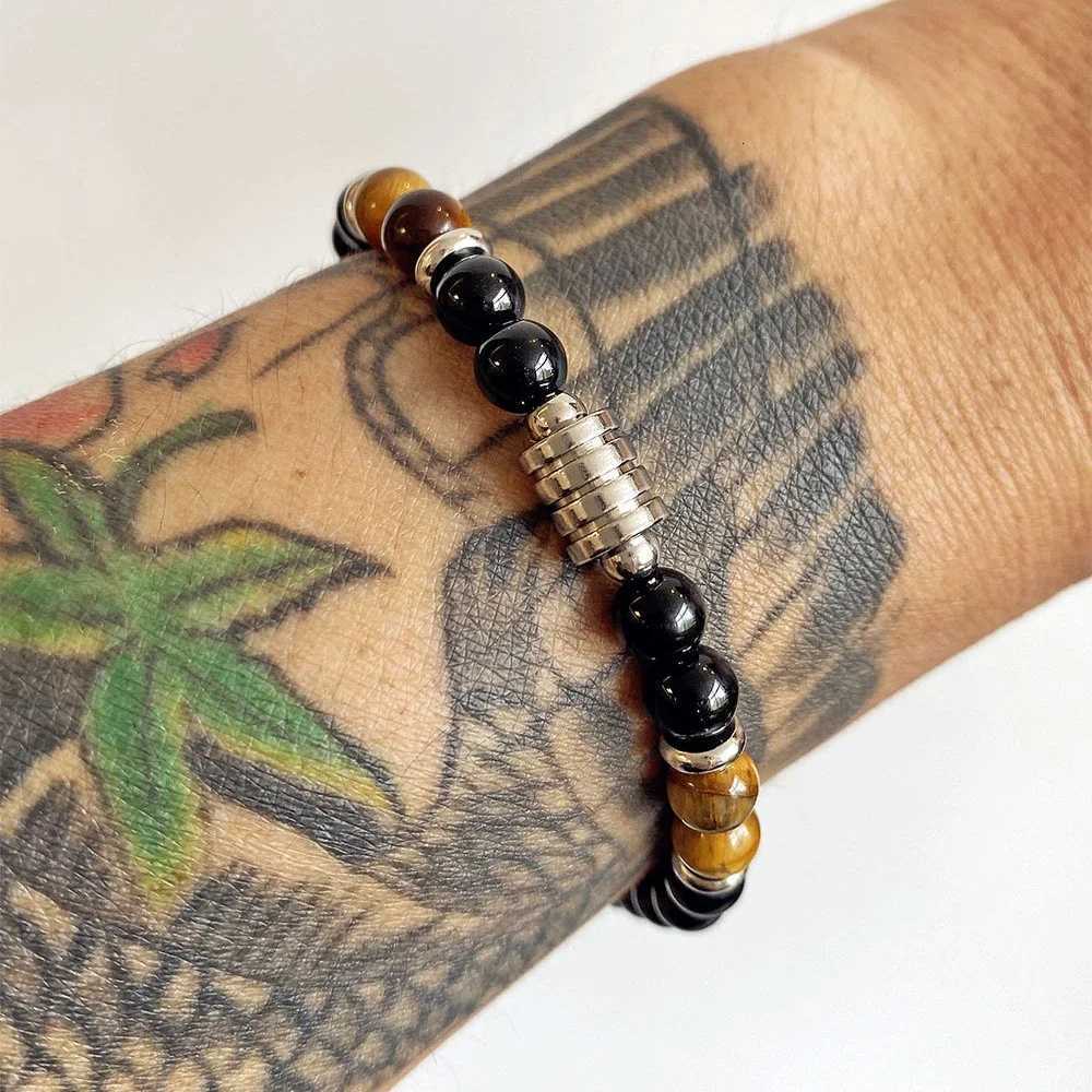 Pulseras Hombre 6mm Natural Tiger Eye Stone Male Bracelets for Man Beaded Bracelet Man Jewelry Fathers Day GiftsXJ250904