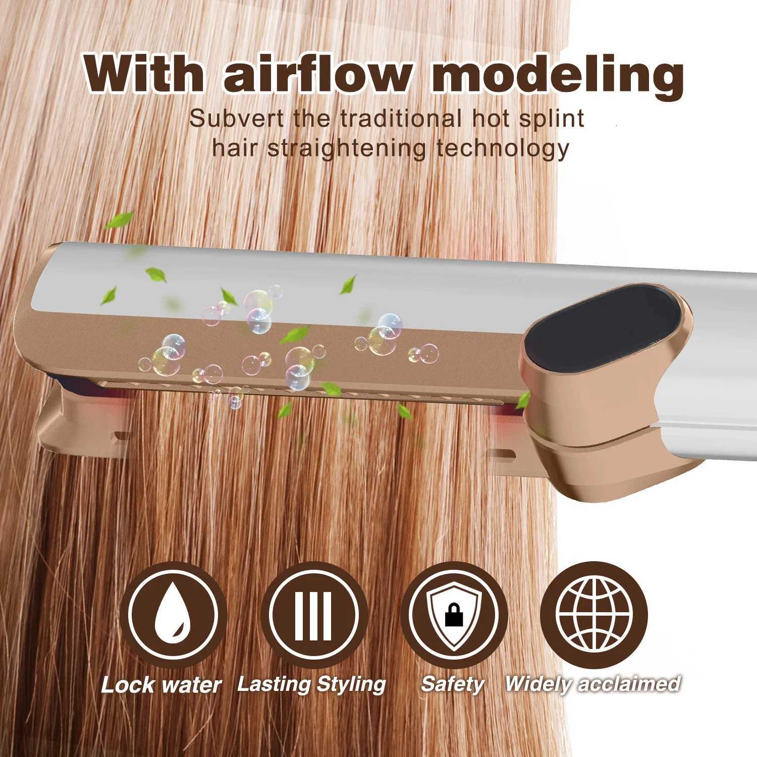 2in1 Hair Straightener and Dryer HeatUp Flat Iron Straightener Dry and Wet Dualpurpose Negative Ion Straight Air Flow BlowerW250904