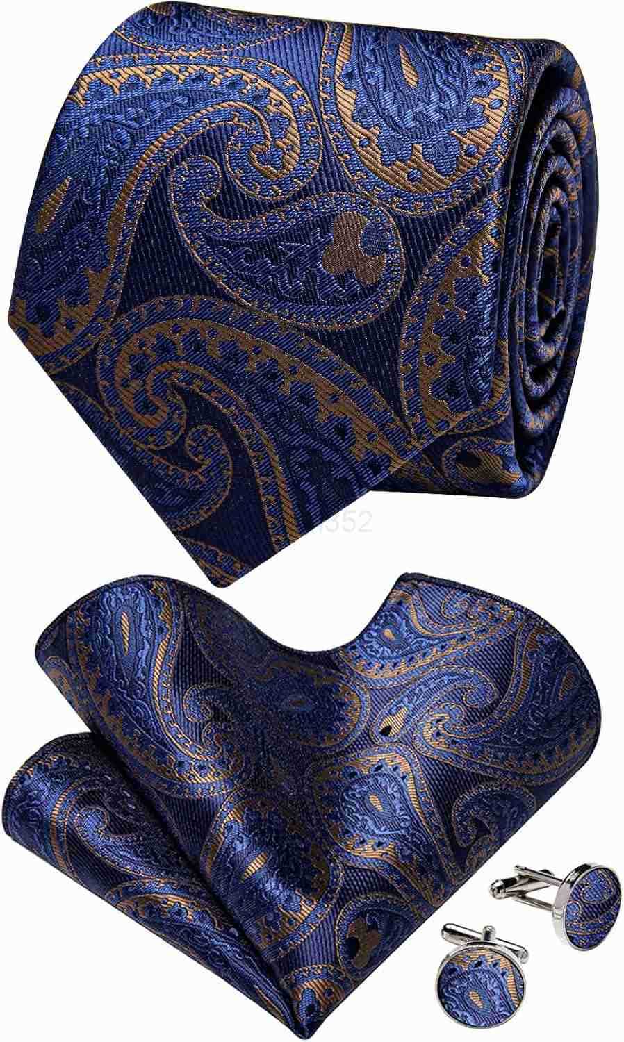 Tie and Pocket Square Cufflinks with Lapel Pin Sets for Men 5PC Wedding PartyW250904