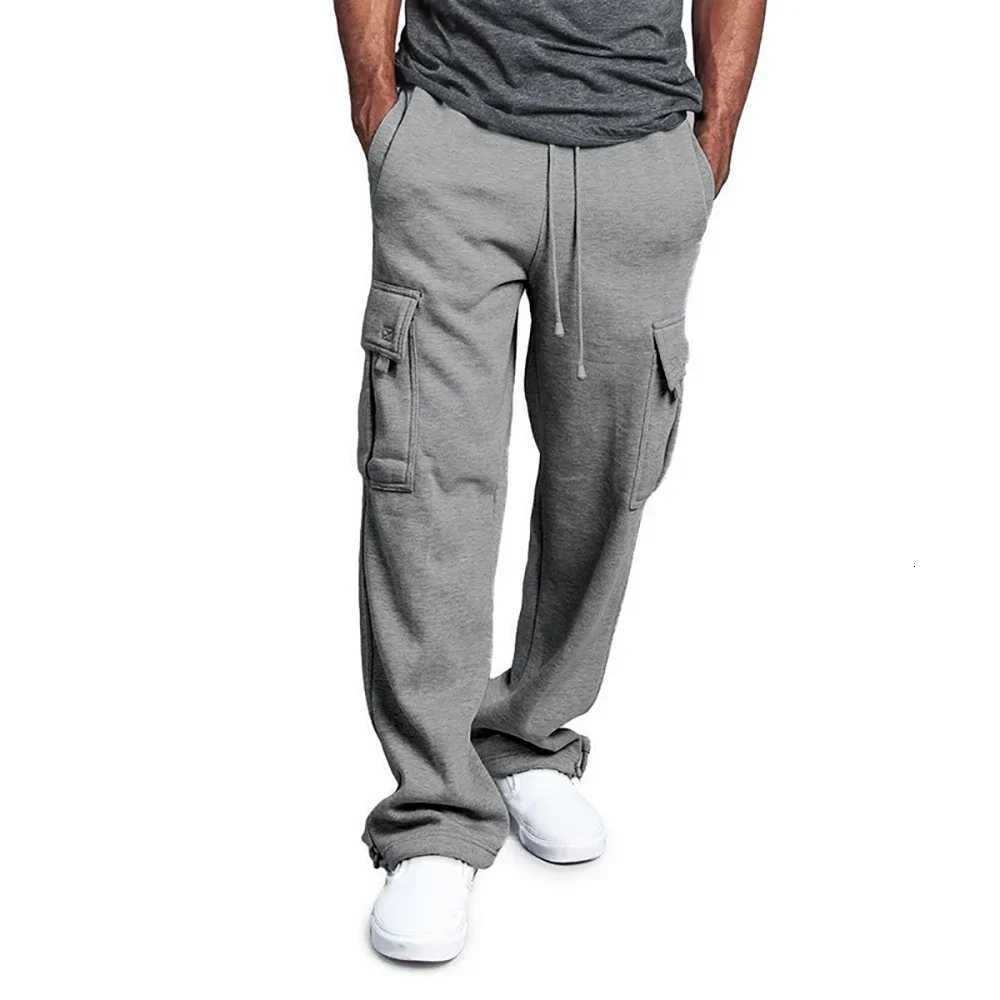 Mens Sweatpants Straight Fit Joggers for Sports and Streetwear Loose Oversized Drawstring Long Pants Men Multipocket PantsXJ250904