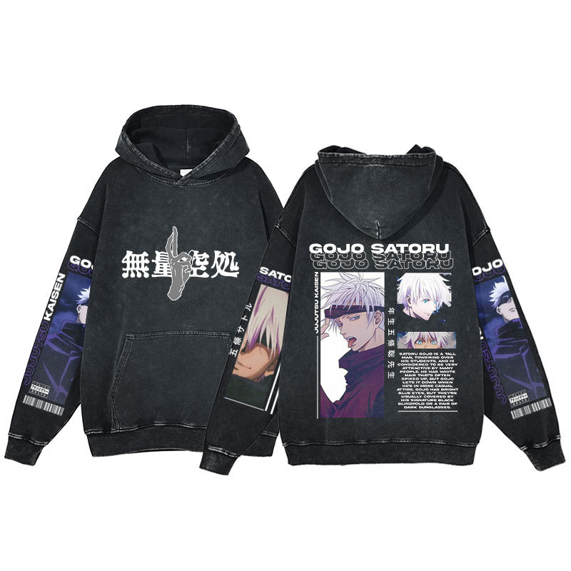 Anime Jujutsu Kaisen Fall/Winter New Arrival Hoodie Printed Harajuku Washed Hooded Sweatshirt Men's - VT2746