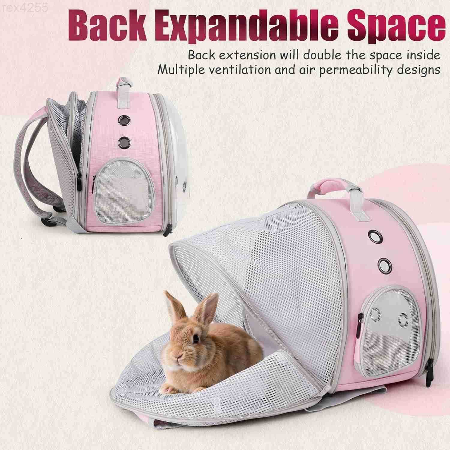 Back Expandable Backpack for Small Animals Portable Travel Bag Breathable Pet Carrier Cages for Bunny Guinea Pig Bearded Dragon Lizard Rabbit Squirrel