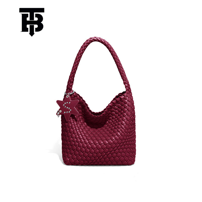 TB BHULAMTE Gun Gun Same Style Designer s bag Champagne Gold Woven Bag Tote Bag Star Pendant Large Capacity High-end Fashion Shoulder Bag Mother and C