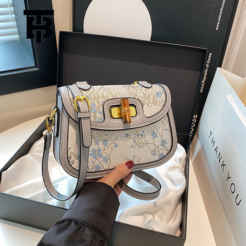 TB BHULAMTE Handbags Fashion Women's Bag Bamboo Knot Handbag Small Square Bag Designer S Bag 2025 Autumn Winter New Crossbody Shoulder Trendy Bag