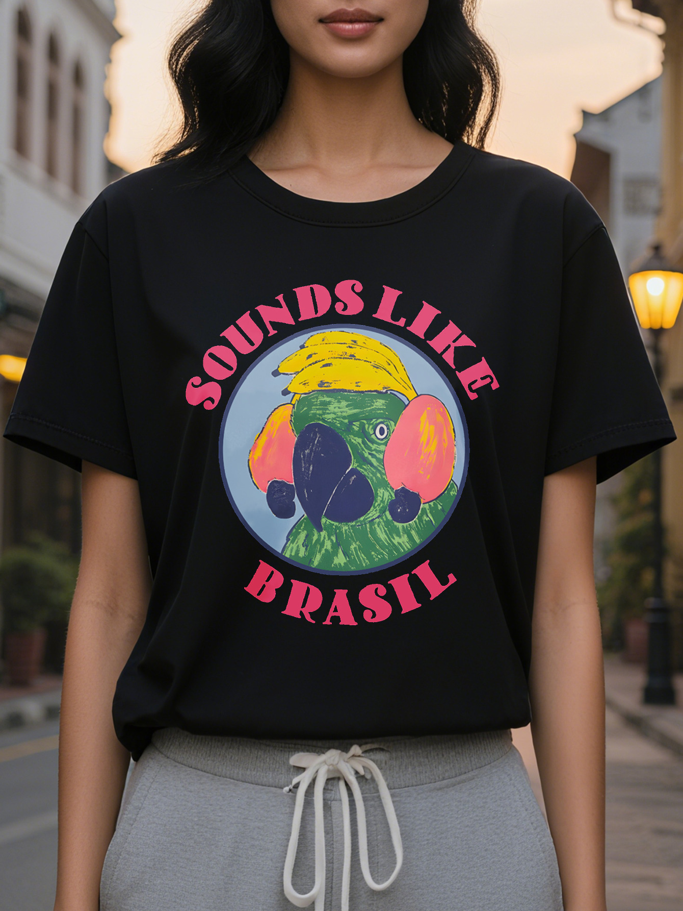 Women's casual letter print T-shirt, round neck, short sleeves, cotton, washable, perfect for summer