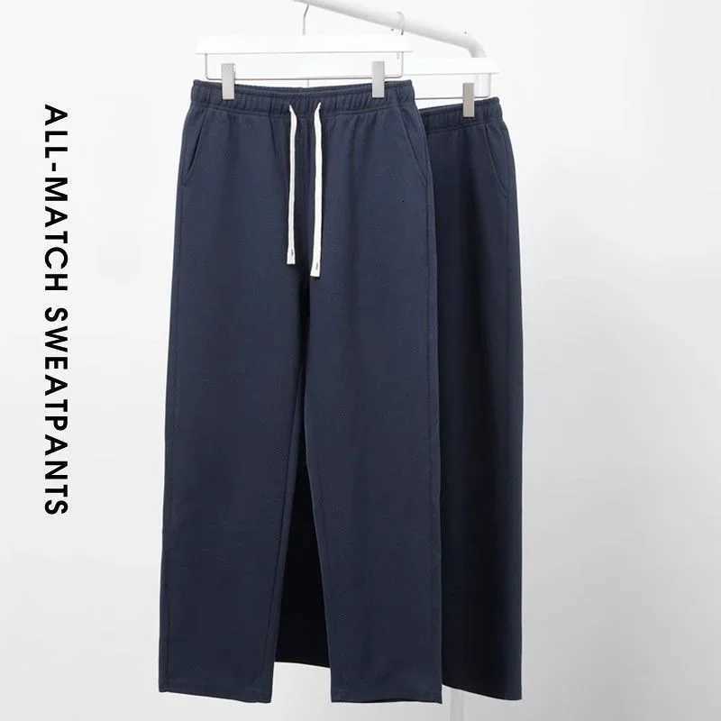 Mens Loose Straight Pants Diagonal Stripes Elastic Waist Allmatch Ankle Length Pants Spring Autumn Casual Outdoor SweatpantsXJ250904