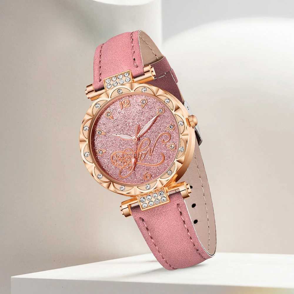 Ladies Watch Gift Set With 1 Wens PU Strap Stars Pattern Dial Gorgeous Quartz Watch And 5pcs Bracelet Set Watch Fo X250904