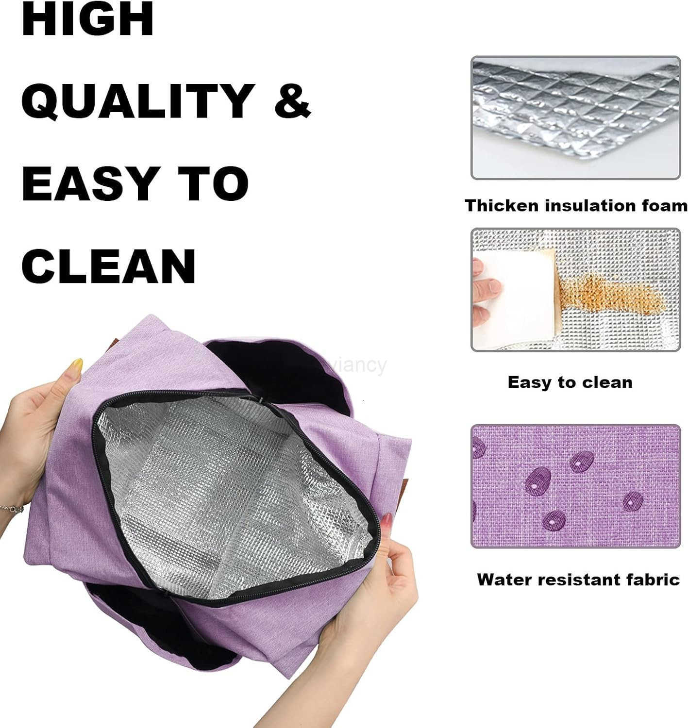 Lunch Bag Women Insulated Lunch Box Reusable Leakproof Large Spacious Cooler Tote for Women Men Adult with Bottle Holder and Side Pockets for Work Off