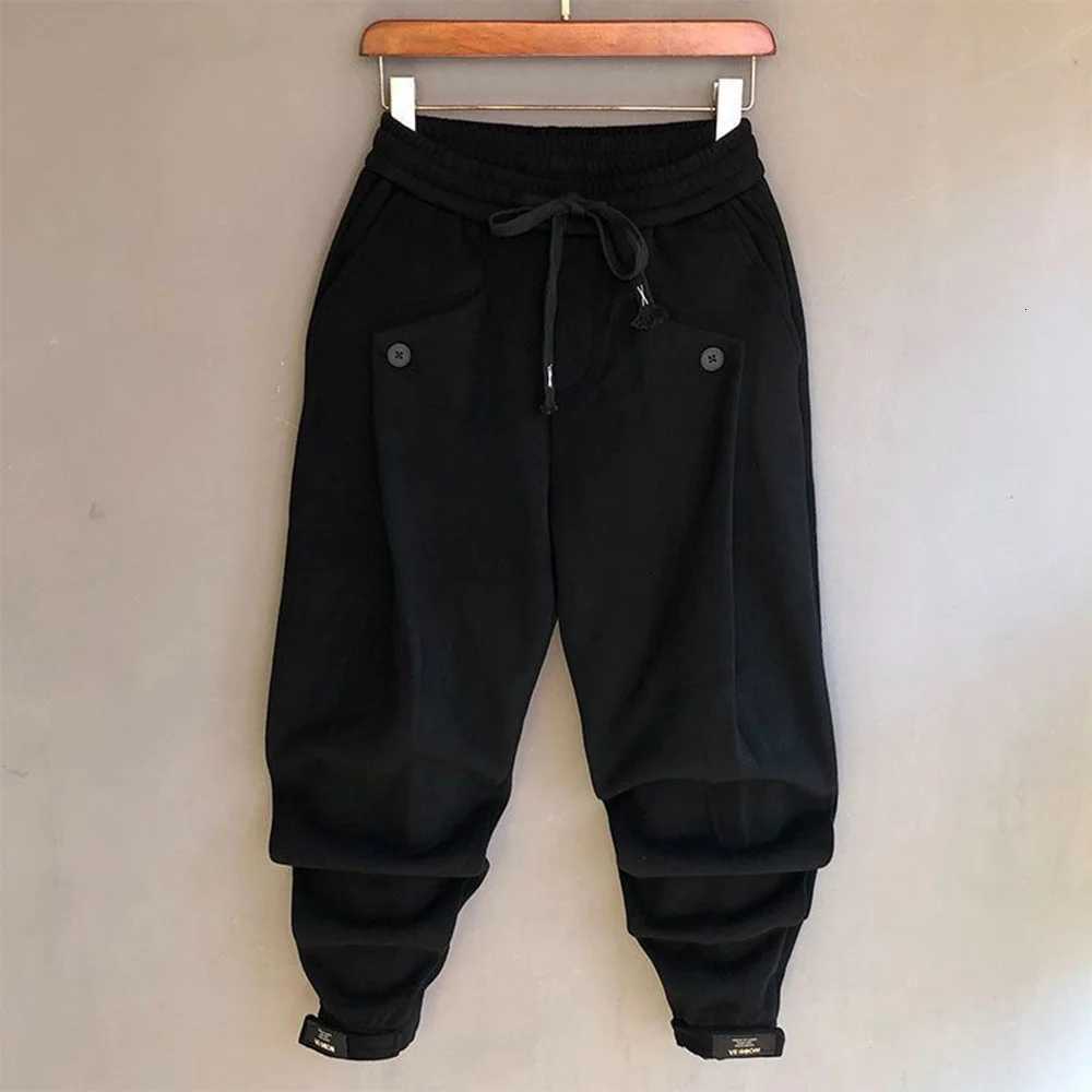 2025 Spring Thin Sweatpants MenS Casual SlimFitting Pants Solid Color Loose Wide Crotch Harem Pants Trendy Pleated LeggingsXJ250904