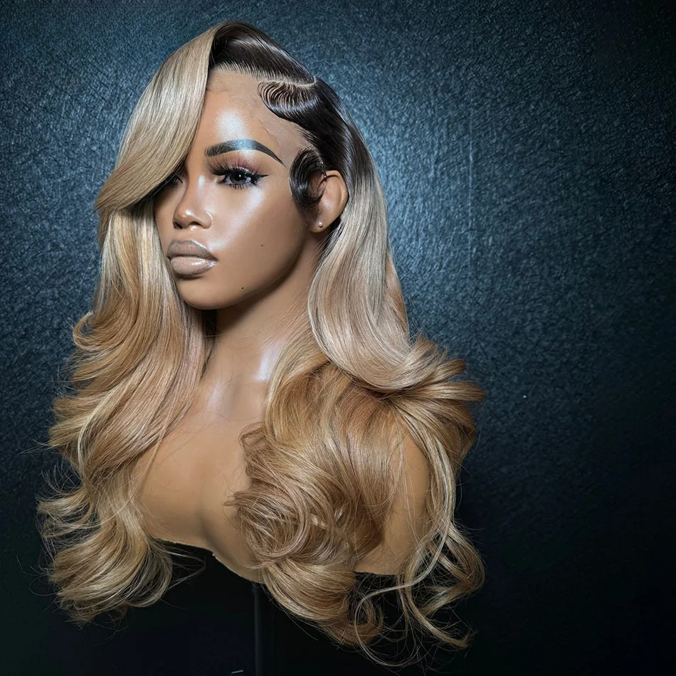 Highlight Wig Human Hair Body Wave Lace Front Wig With Bang 13x6 HD Transparent Lace Front Wigs 13x4 Brown Wigs Ready To Wear For Woman