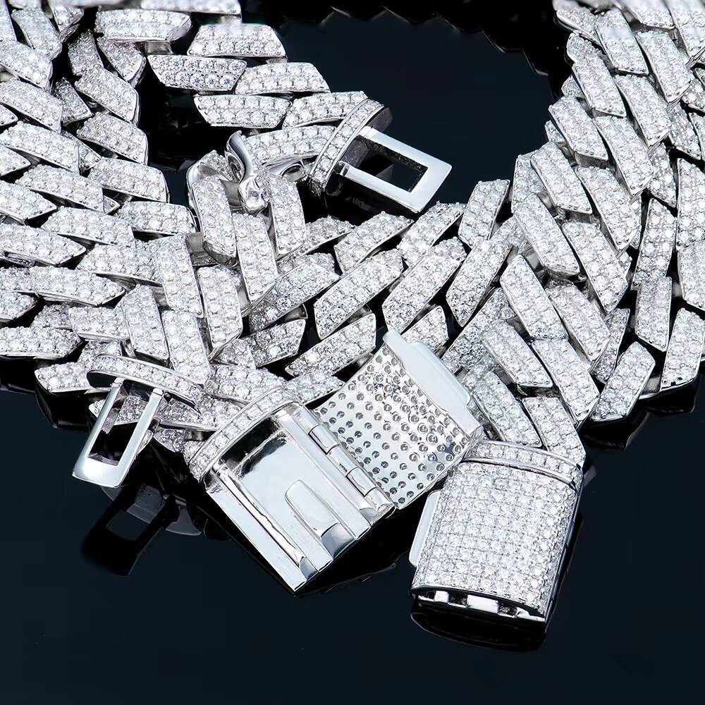 Iced Out Gold Plated White Gold GRA Certificated 14mm Width Sharp Shape 925Silver VVS Diamond Mossanite Cuban Link Chain Hip Hop