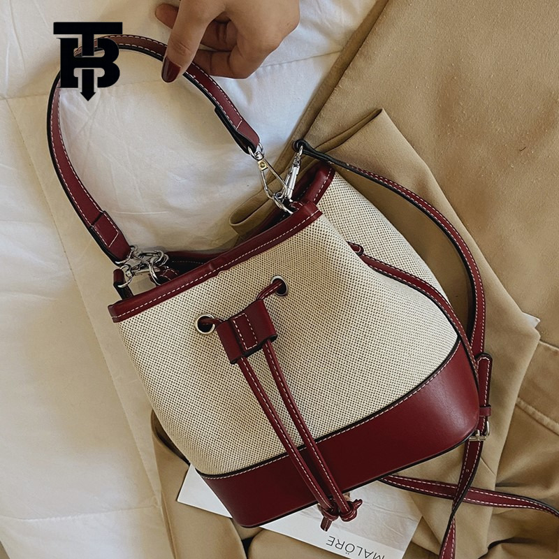 TB BHULAMTE Wholesale Women's Bags 2025 Autumn New European And American Designer S Bag Fashion Bags Crossbody Bags Drawstring Patchwork Canvas H