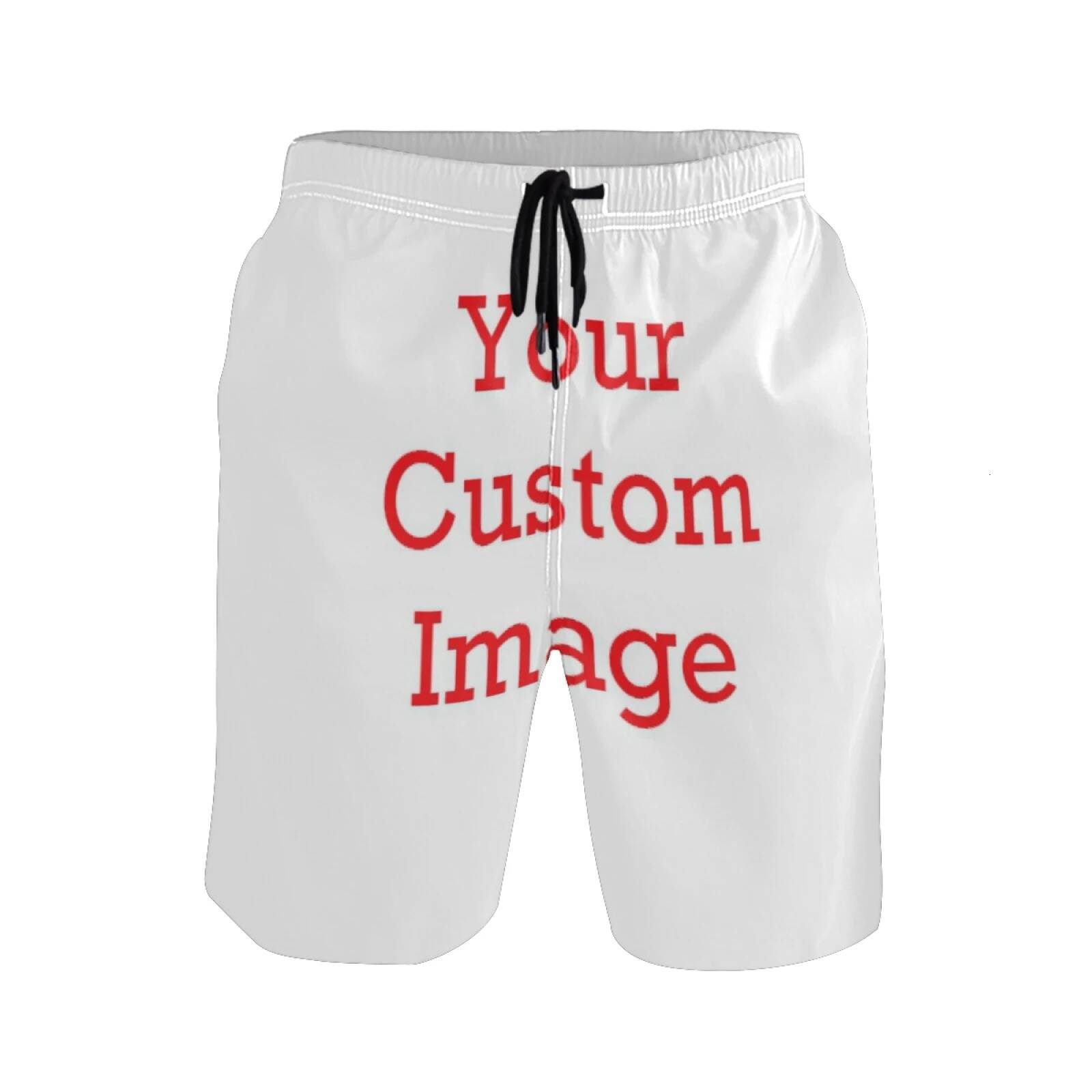 Men's Beach Custom pattern Style Trunks Quick Dry Casual Polyester Swim Shorts with Mesh Lining and Pockets
