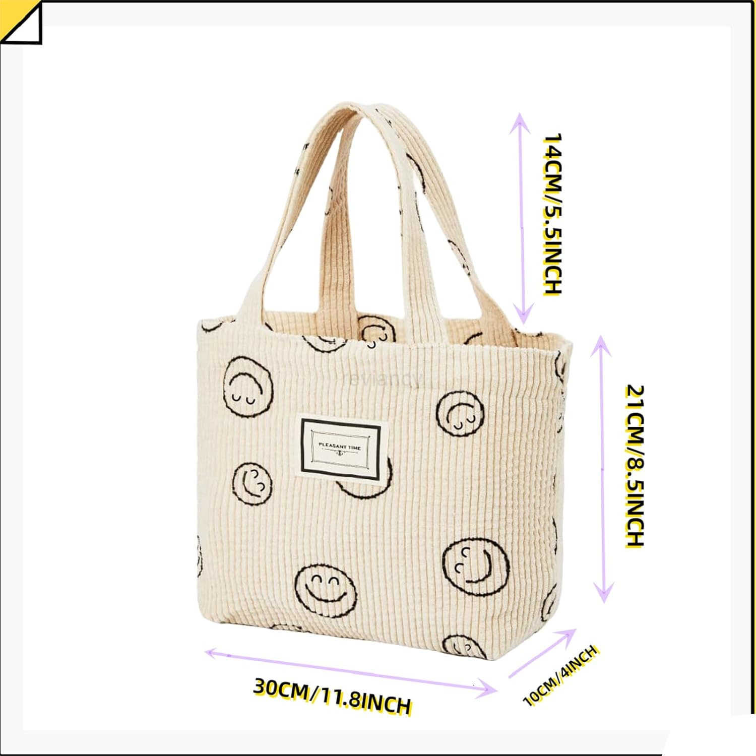 2 Pcs Corduroy Small Tote Bag for Women Cute Mini Tote Bag Preppy Aesthetic Reusable Bags for Grocery Essentials Water Bottle Keys Book BibleW250904