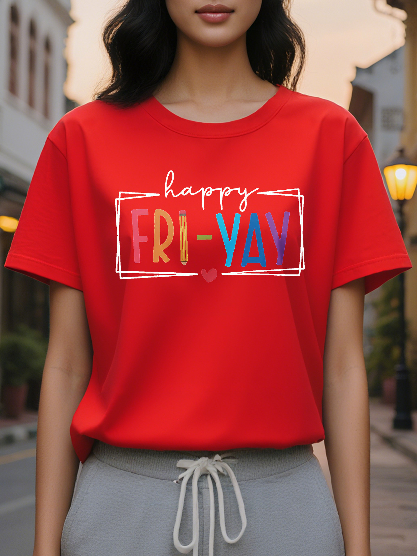 Ladies casual round neck short sleeve T-shirt suitable for spring and summer season